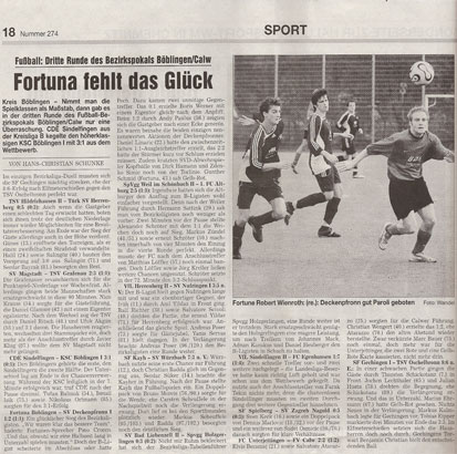 27. November 2006 - 3. Pokalrunde Fortuna - Deckenpronn (1:2)