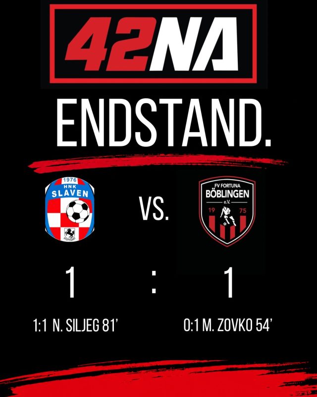 Auswärts beim SV HNK Slaven Stuttgart ⚽️

Mit einer konzentrierten Leistung starteten wir gut in die Partie und zeigten eine gute erste Halbzeit. In der 54. Minute brachte M. Zovko die Fortuna mit 0:1 in Führung. In der 81. Minute gelang den Gastgebern jedoch der Ausgleich zum 1:1-Endstand.

Unser man of the Match war heute definitiv unser Torwart 😜

Ein Punkt auswärts – darauf lässt sich aufbauen! 🔴⚪️💪

#auswärtsspiel #kreisligab #vereinsliebe #fussball #fortunabb