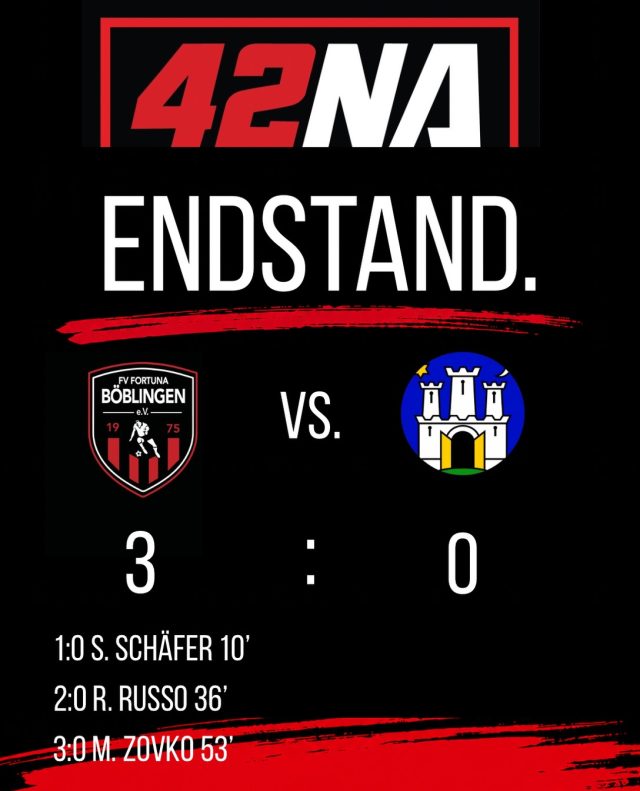 Heimspiel, drei Tore, drei Punkte! 🔴⚪️

Im Spielaufbau haben wir uns heute nicht immer leichtgetan. Dafür haben wir mit schnellen Kombinationen immer wieder für Gefahr gesorgt und uns am Ende mit drei Treffern belohnt. 💪

⚽ 1:0 S. Schäfer (10.)
⚽ 2:0 R. Russo (36.)
⚽ 3:0 M. Zovko (53.)

Ein gelungener Heimauftritt gegen NK Zagreb Sindelfingen. 🔥

So kann’s weitergehen, Fortuna! ❤️🤍

#heimsieg #kreisligaromantik #fußball #rotundweisseinlebenlang🔴⚪️